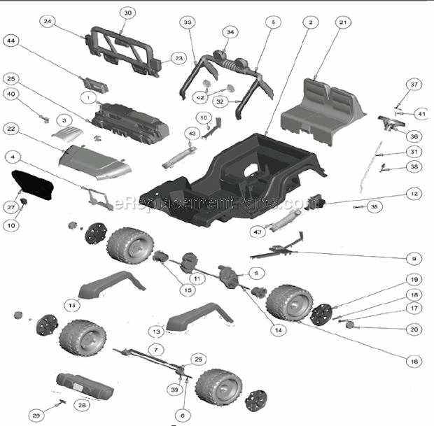 Page A Diagram and Parts List for CBG61  Power Wheels Ride-On Cars